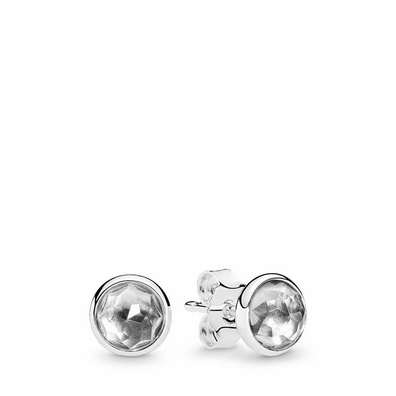 Pandora Australia April Droplets Stud Earrings - Sterling Silver | QAZBNM594